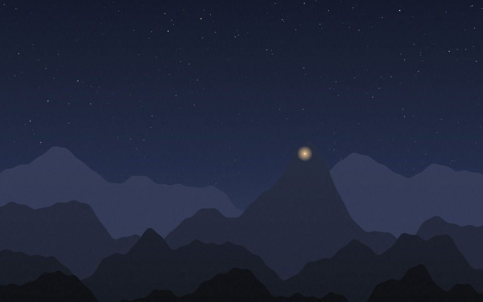 Night over the mountains of Makkah, with a single light near a summit